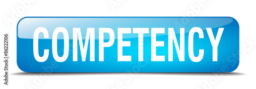 competency blue square 3d realistic isolated web button