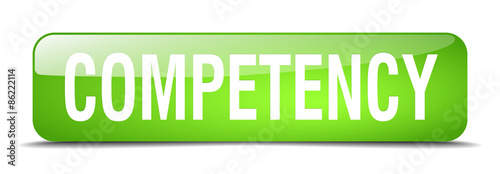 competency green square 3d realistic isolated web button