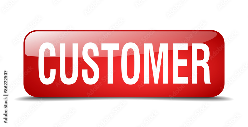 customer red square 3d realistic isolated web button customer red square 3d realistic isolated web button