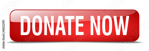 donate now red square 3d realistic isolated web button