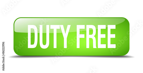 duty free green square 3d realistic isolated web button