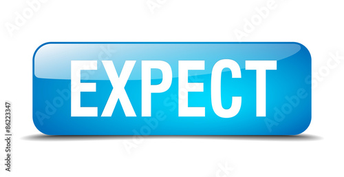 expect blue square 3d realistic isolated web button