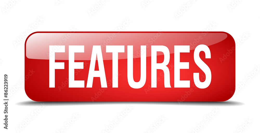 features red square 3d realistic isolated web button features red square 3d realistic isolated web button
