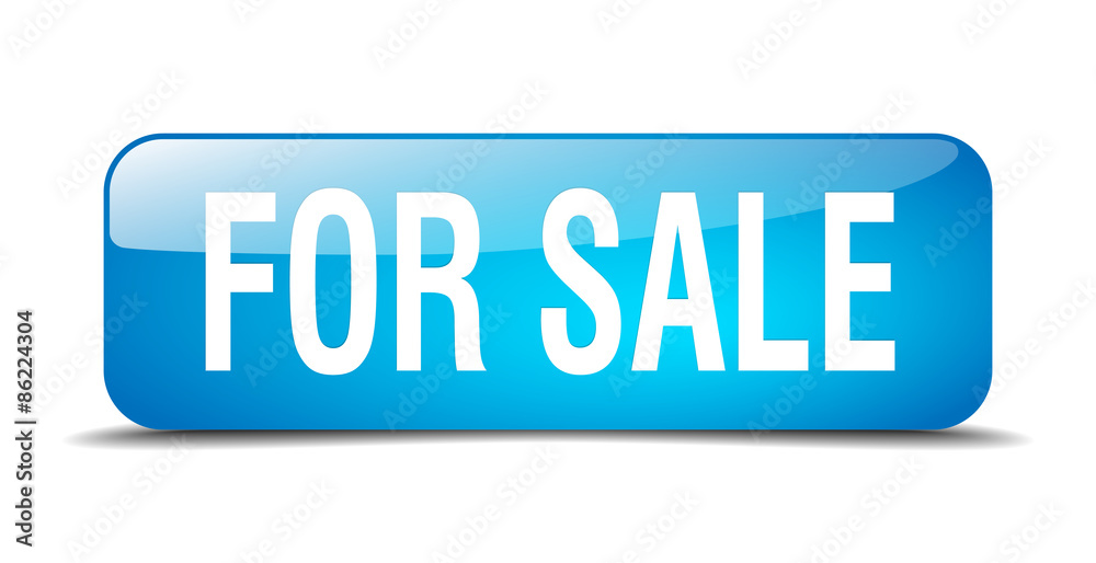 for sale blue square 3d realistic isolated web button for sale blue square 3d realistic isolated web button