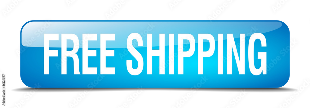 free shipping blue square 3d realistic isolated web button free shipping blue square 3d realistic isolated web button