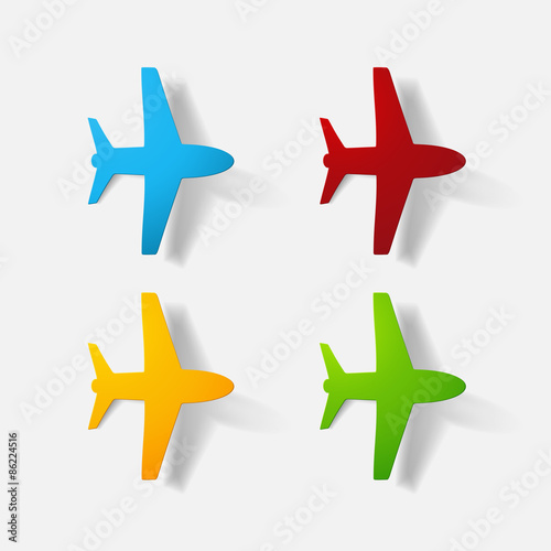 Paper clipped sticker  aircraft airliner