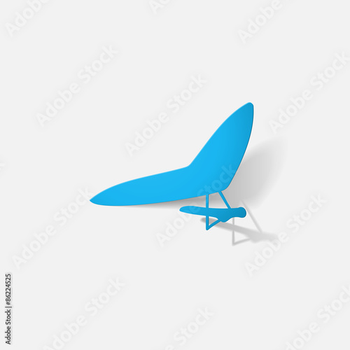 Paper clipped sticker: aircraft, glider