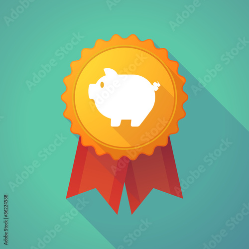 Long shadow badge icon with a pig