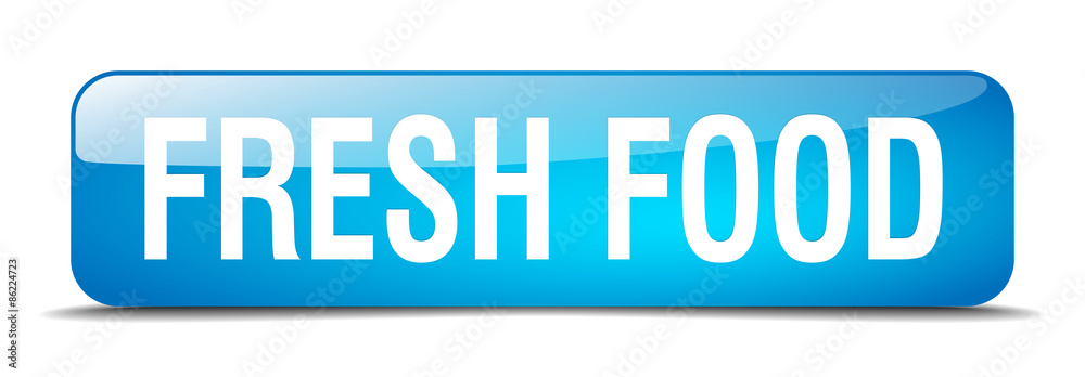 fresh food blue square 3d realistic isolated web button