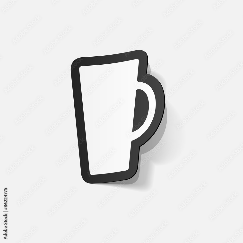 Paper clipped sticker: Coffee Cup Isolated Paper clipped sticker: Coffee Cup Isolated