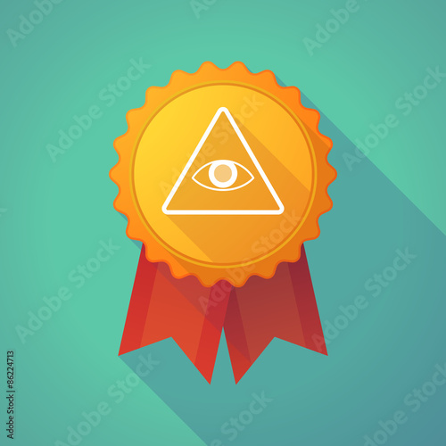 Long shadow badge icon with an all seeing eye