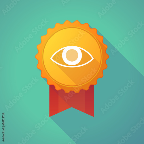 Long shadow badge icon with an eye