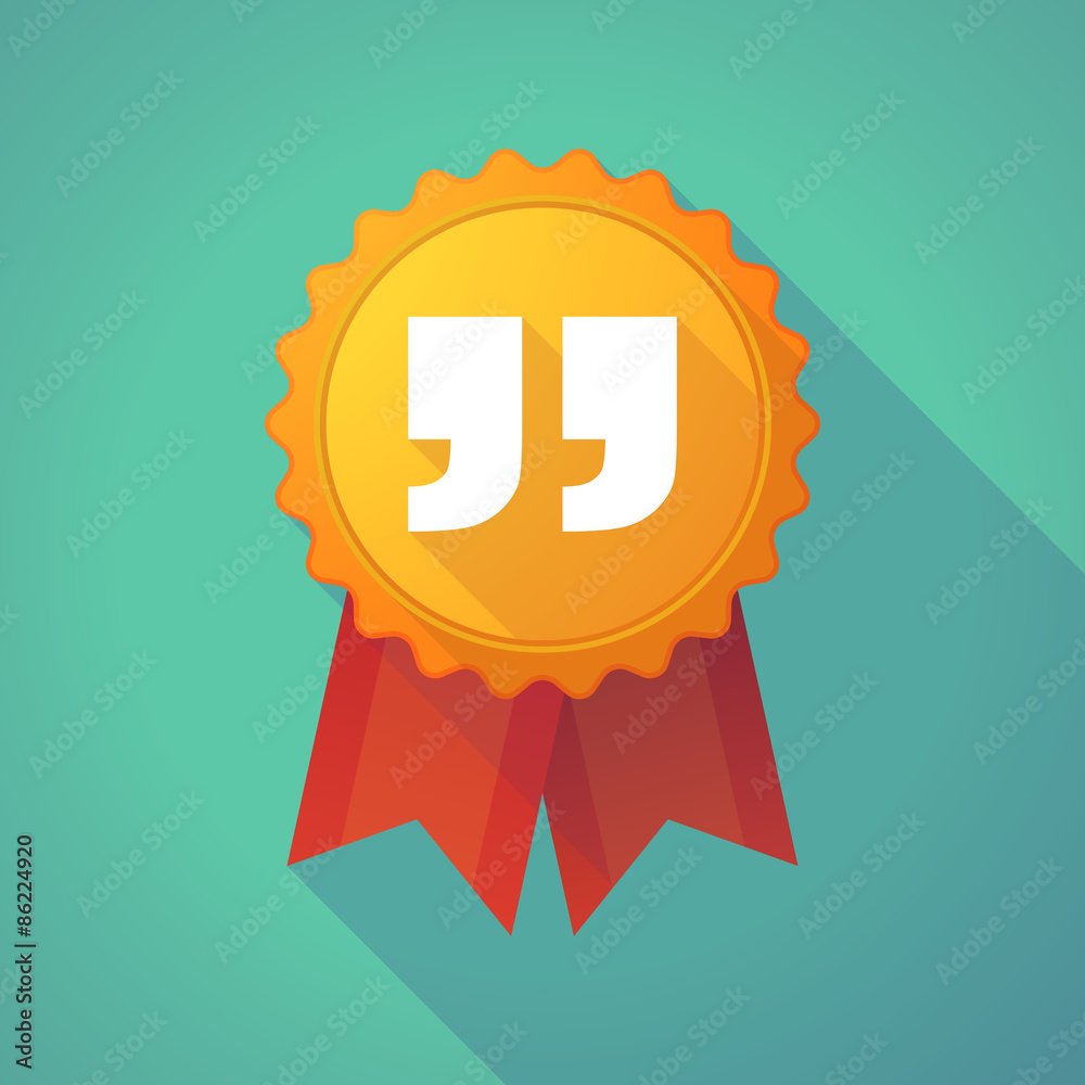 Long shadow badge icon with a quotes Long shadow badge icon with a quotes