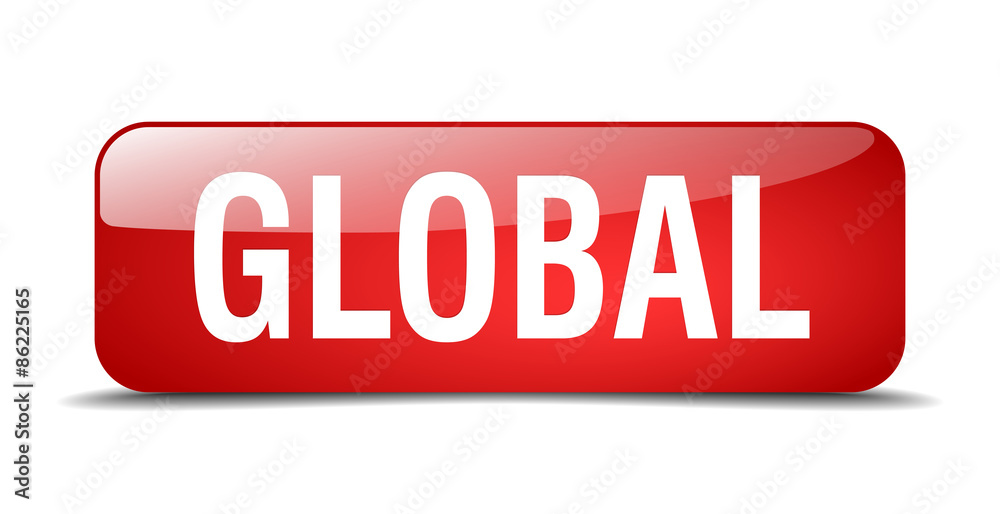 global red square 3d realistic isolated web button global red square 3d realistic isolated web button