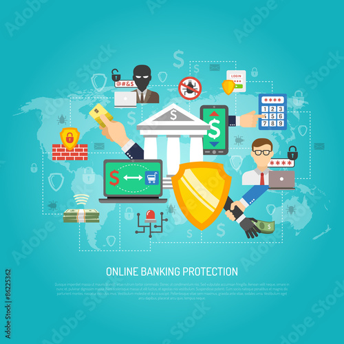 Online internet banking protection concept poster
