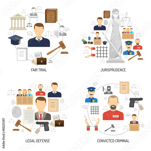 Justice 4 flat icons square banner 