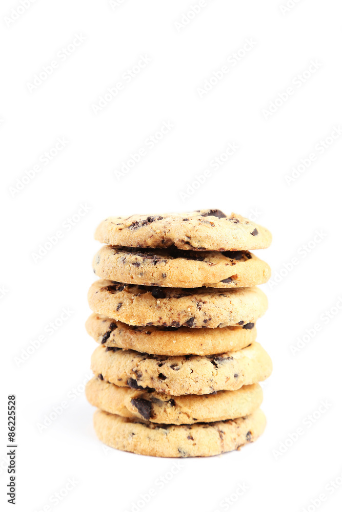 Chocolate chip cookies isolated on a white Chocolate chip cookies isolated on a white
