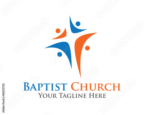 Abstract christian cross logo design vector template. Baptist chruch symbol vector.