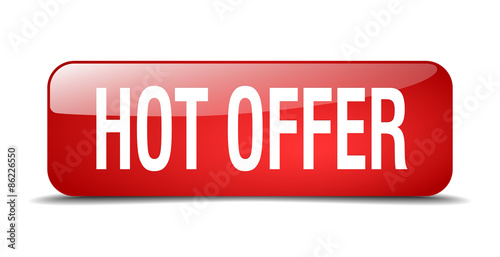 hot offer red square 3d realistic isolated web button