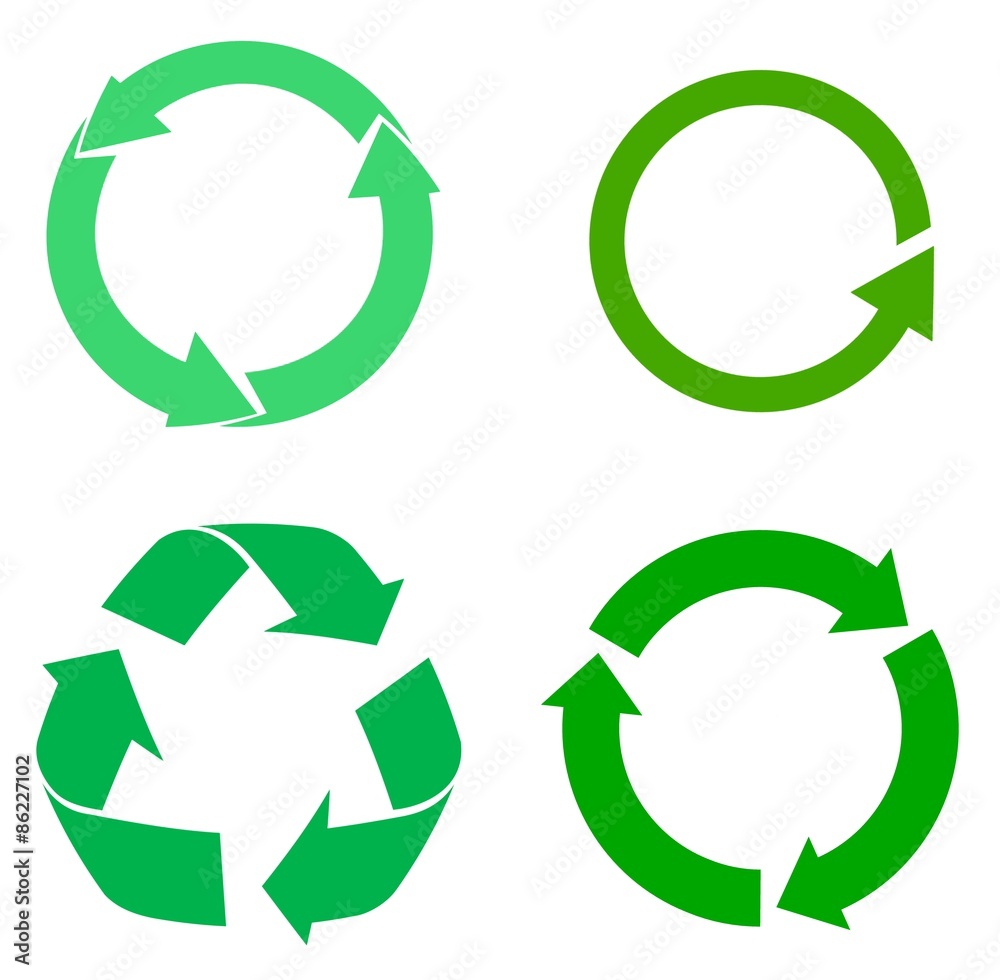 Symboles recyclage en 4 icônes
