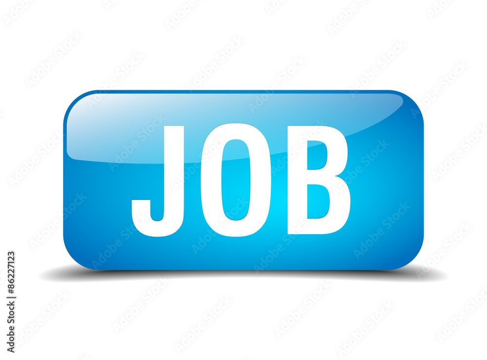 job blue square 3d realistic isolated web button job blue square 3d realistic isolated web button