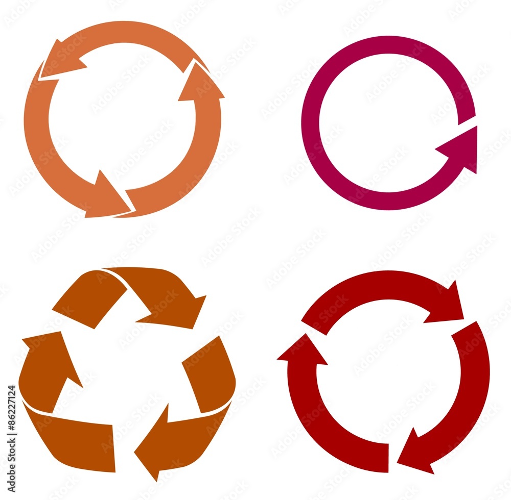 Symboles recyclage en 4 icônes Symboles recyclage en 4 icônes