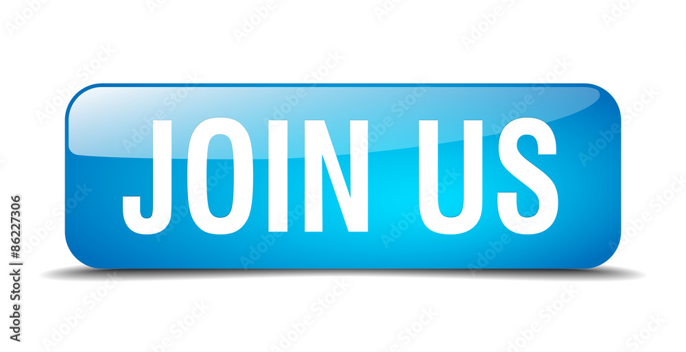 join us blue square 3d realistic isolated web button join us blue square 3d realistic isolated web button