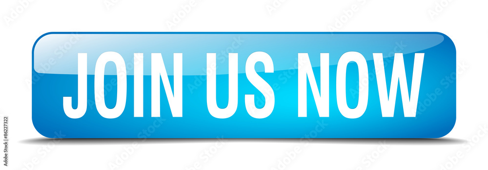join us now blue square 3d realistic isolated web button join us now blue square 3d realistic isolated web button