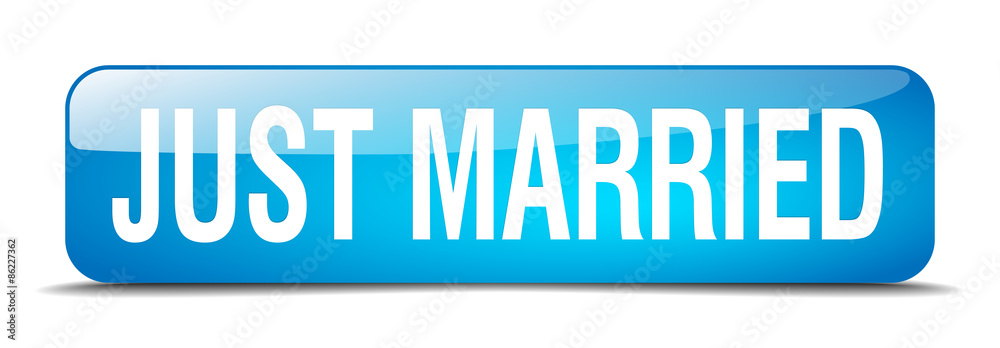 just married blue square 3d realistic isolated web button just married blue square 3d realistic isolated web button