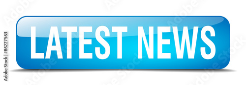 latest news blue square 3d realistic isolated web button
