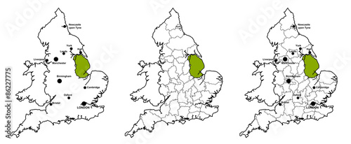 Lincolnshire located on map of England photo