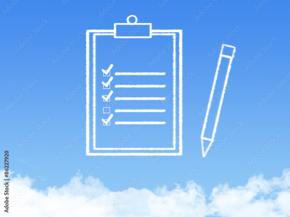 Notepad paper document cloud shape