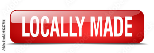 locally made red square 3d realistic isolated web button