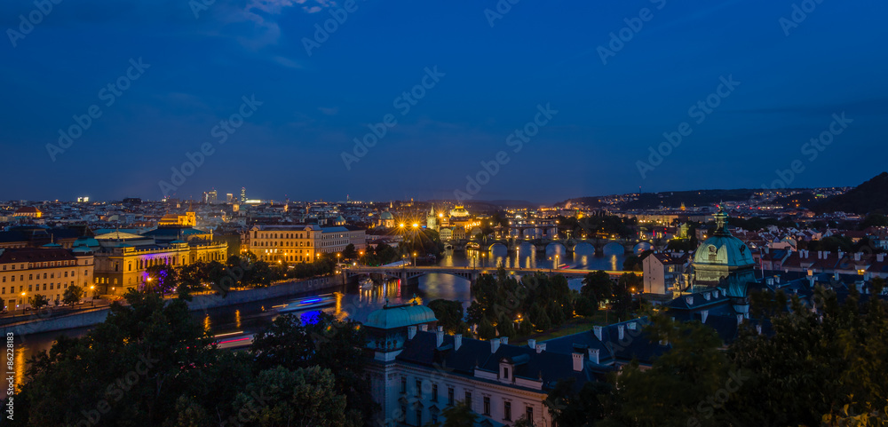 Prague view in night, Czech Republic