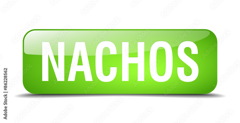 nachos green square 3d realistic isolated web button nachos green square 3d realistic isolated web button