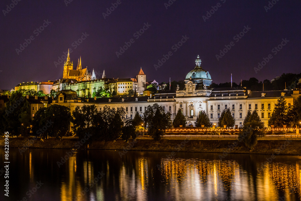 Fototapeta premium Prague view in night, Czech Republic