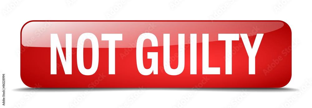 not guilty red square 3d realistic isolated web button not guilty red square 3d realistic isolated web button