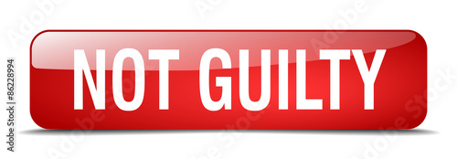 not guilty red square 3d realistic isolated web button