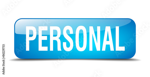 personal blue square 3d realistic isolated web button