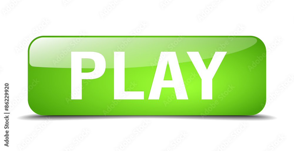 play green square 3d realistic isolated web button play green square 3d realistic isolated web button