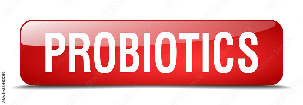 probiotics red square 3d realistic isolated web button probiotics red square 3d realistic isolated web button