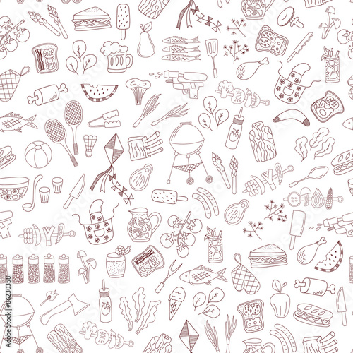seamless doodle barbecue pattern