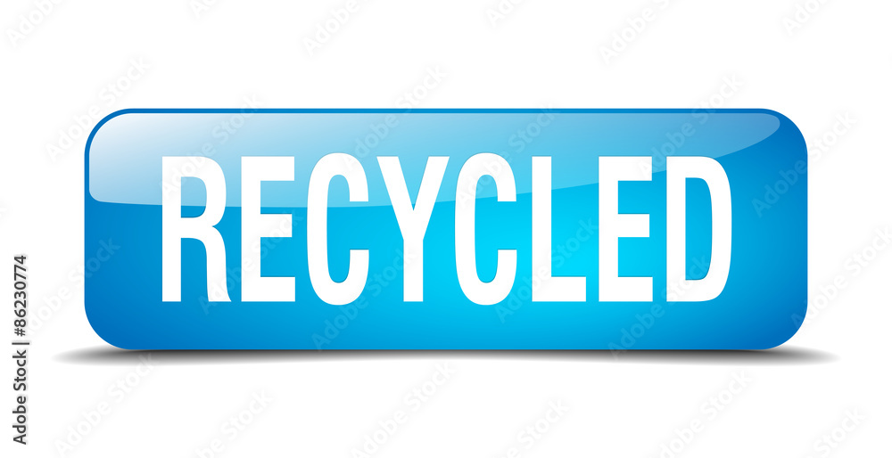 recycled blue square 3d realistic isolated web button recycled blue square 3d realistic isolated web button