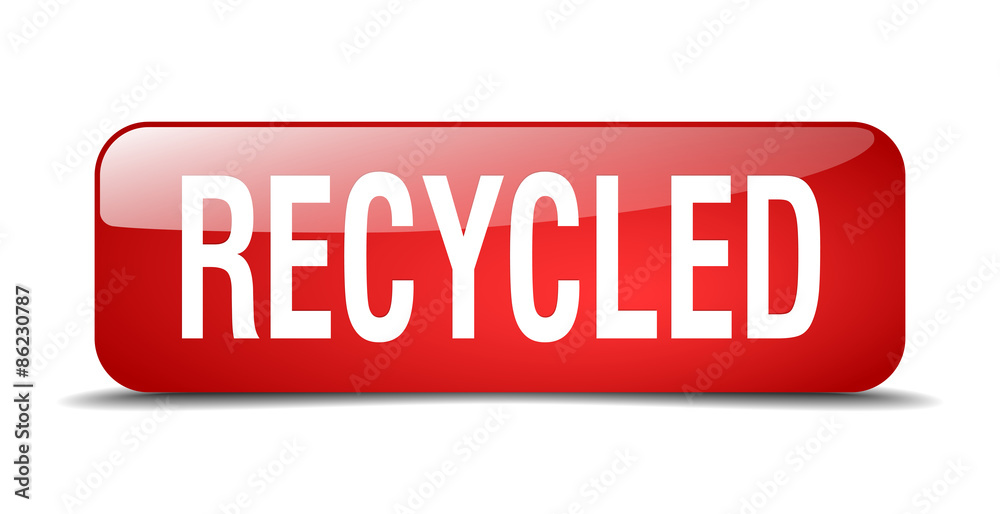 recycled red square 3d realistic isolated web button recycled red square 3d realistic isolated web button