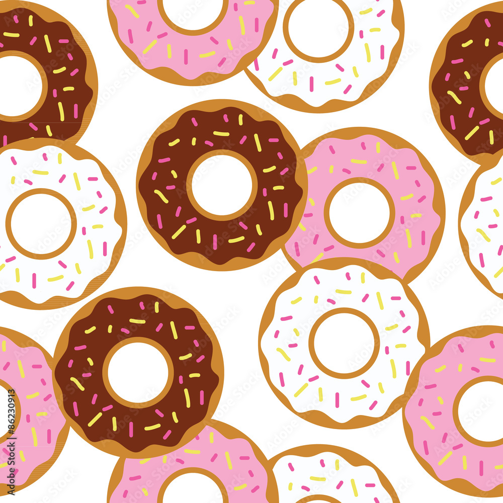 Tasty donuts vector seamless pattern, template Tasty donuts vector seamless pattern, template