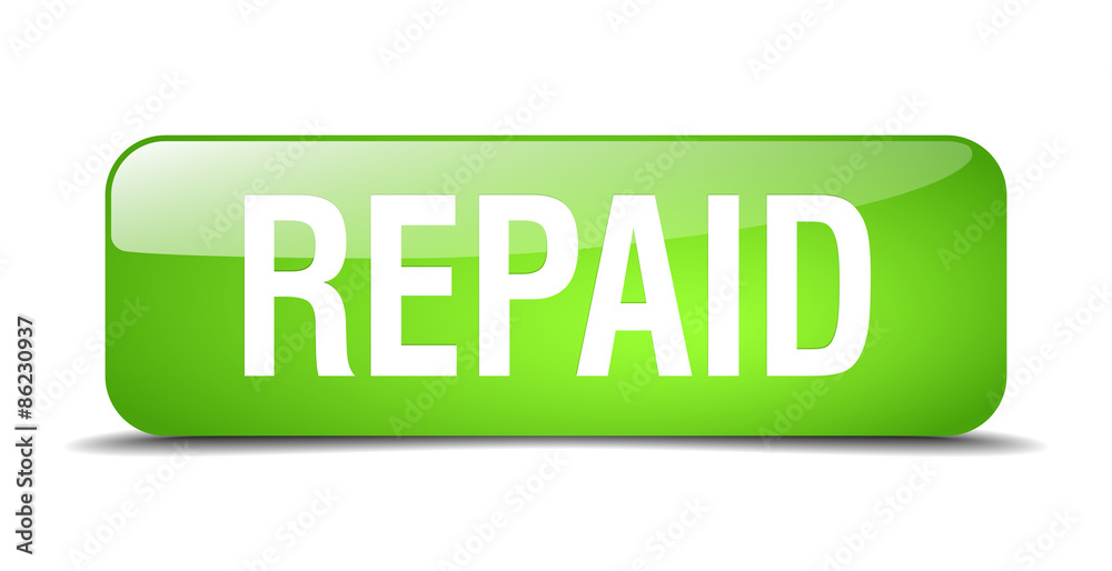 repaid green square 3d realistic isolated web button repaid green square 3d realistic isolated web button