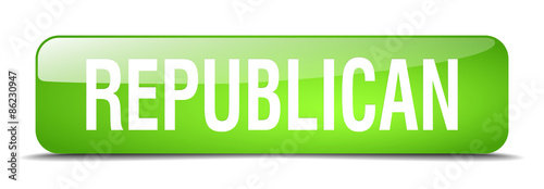 republican green square 3d realistic isolated web button