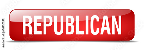 republican red square 3d realistic isolated web button