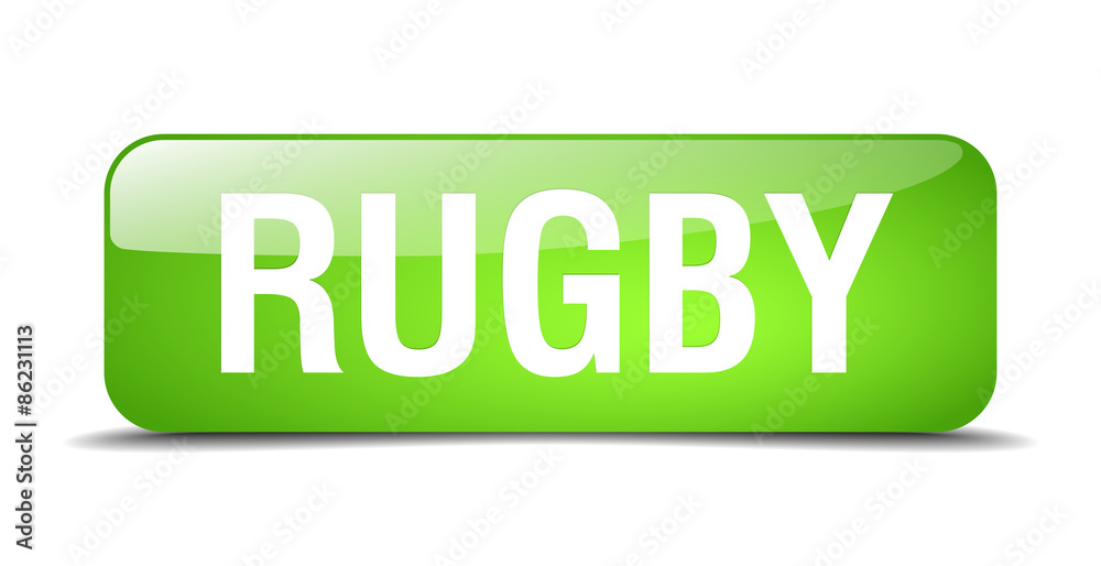rugby green square 3d realistic isolated web button