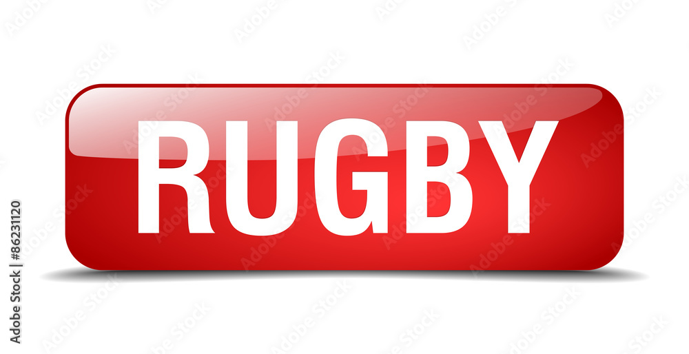 rugby red square 3d realistic isolated web button rugby red square 3d realistic isolated web button